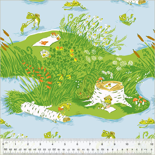 PREORDER Studio Edit by Heather Ross Frog Pond, Blue, Cotton - 37022D-1