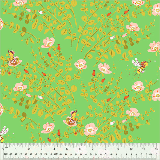 PREORDER Studio Edit by Heather Ross Nanny Bee, Green, Cotton - 37023D-5