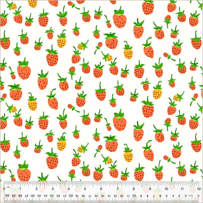 PREORDER Studio Edit by Heather Ross Strawberries, White, Cotton - 37024D-3