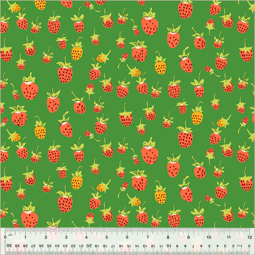 PREORDER Studio Edit by Heather Ross Strawberries, Green, Cotton - 37024D-5