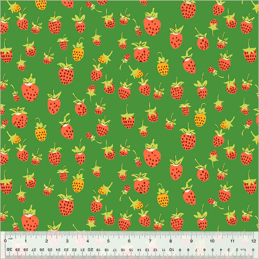 PREORDER Studio Edit by Heather Ross Strawberries, Green, Cotton - 37024D-5