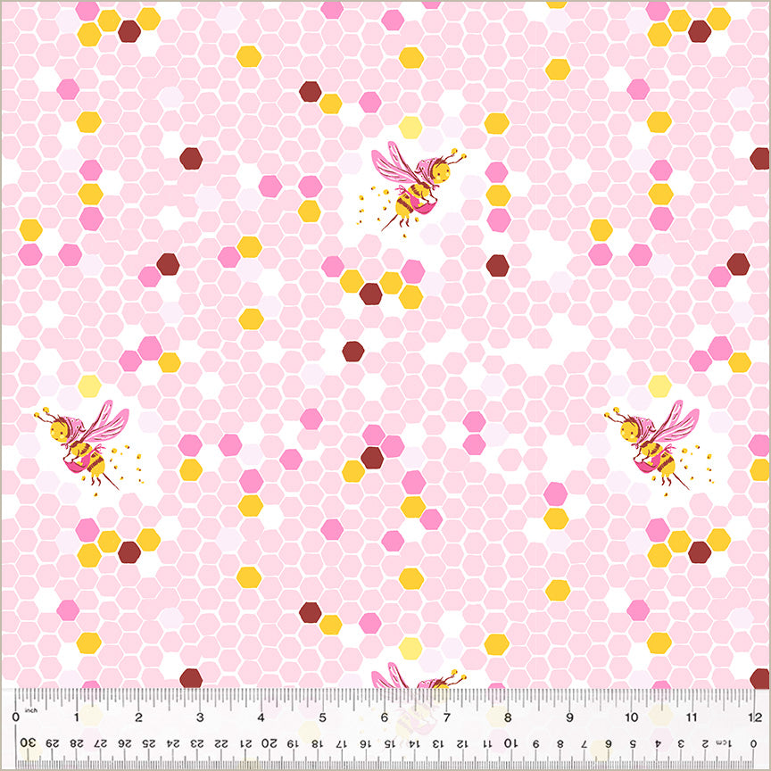 PREORDER Studio Edit by Heather Ross Hex Bee, Pink, Cotton - 37025D-6