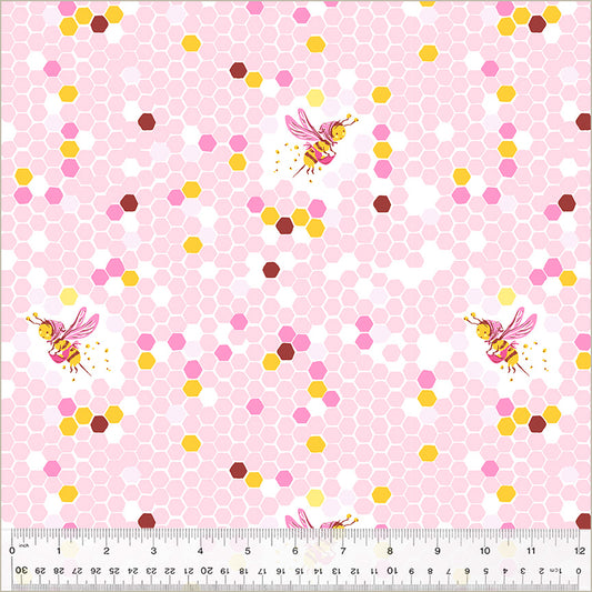 PREORDER Studio Edit by Heather Ross Hex Bee, Pink, Cotton - 37025D-6