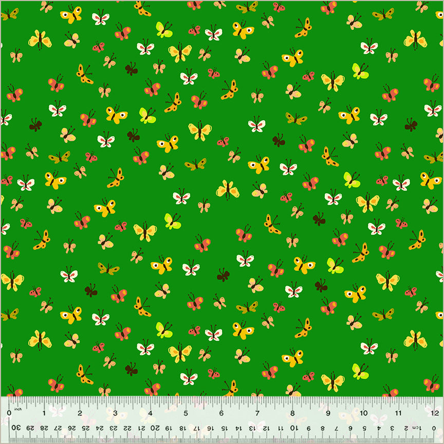 PREORDER Studio Edit by Heather Ross Butterflies, Green, Cotton - 40933D-2