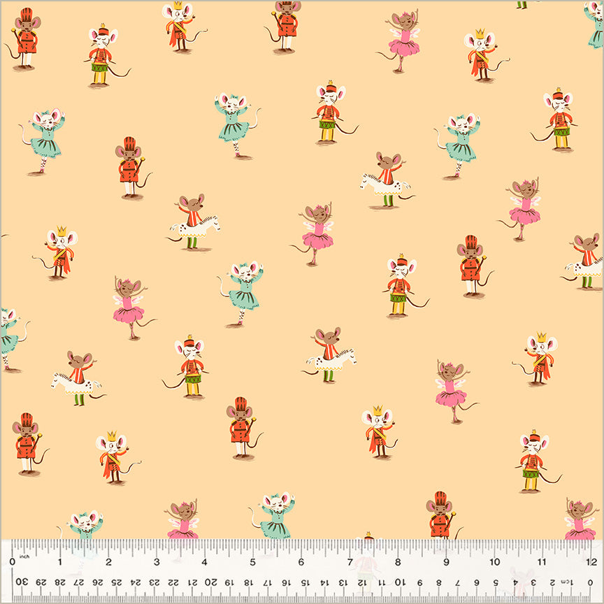 PREORDER Studio Edit by Heather Ross Nutcracker Mice, Peach, Cotton - 50166D-3