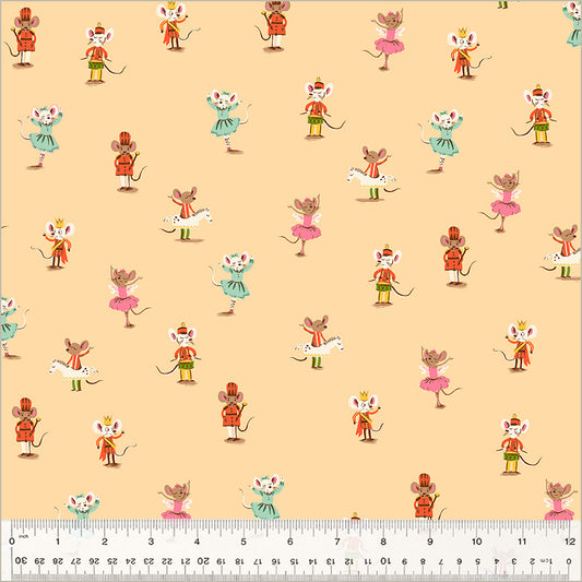 PREORDER Studio Edit by Heather Ross Nutcracker Mice, Peach, Cotton - 50166D-3