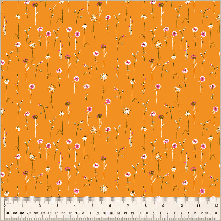 PREORDER Studio Edit by Heather Ross Wildflowers, Orange, Cotton - 52757D-12