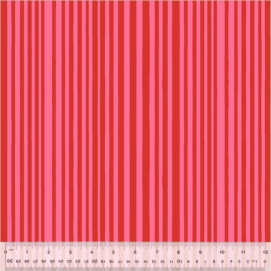 Kaleidoscope by Annabel Wrigley  Mini Stripe Capsicum/Perfect Pink