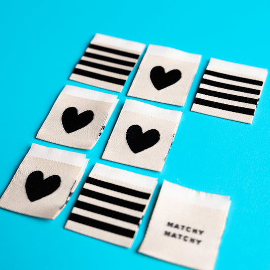 Black & White Heart - Premium Woven Sew In Label - Matchy Matchy