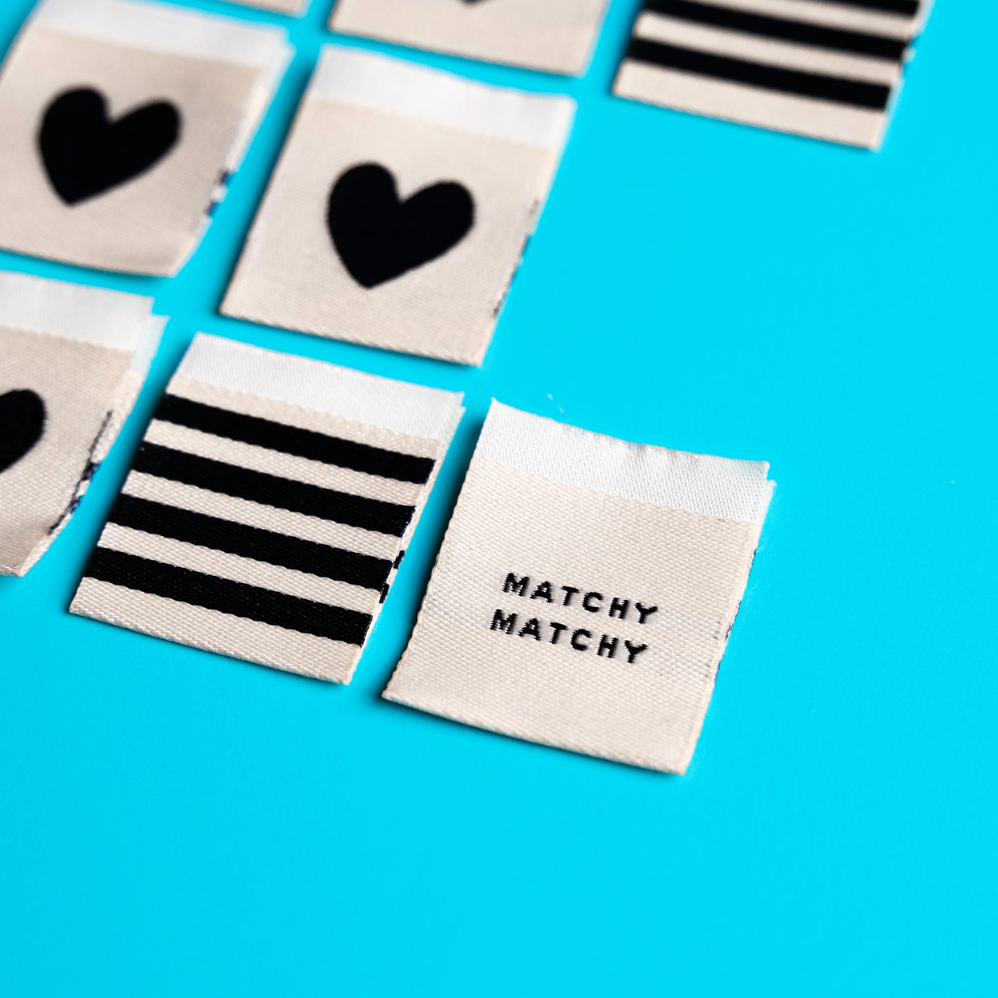 Black & White Heart - Premium Woven Sew In Label - Matchy Matchy