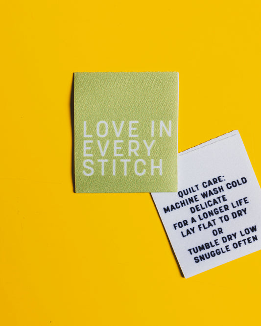 Love in Every Stitch Premium Satin Sew In Label (Green) by Kati Cupcake #KC251