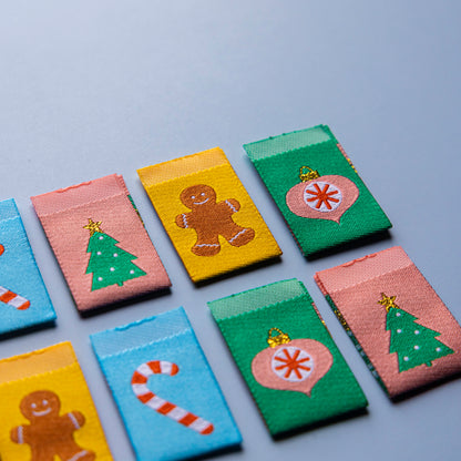 Christmas Icons Premium Woven Labels by Sarah Hearts