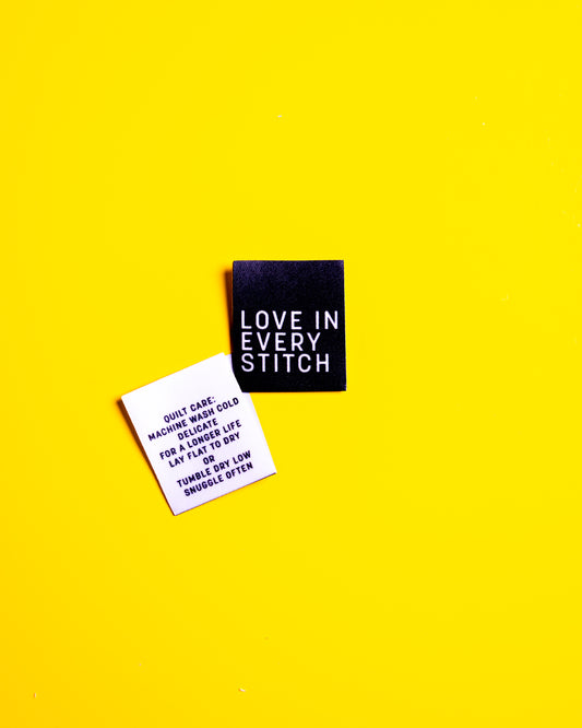 Love in Every Stitch Premium Satin Sew In Label (Black) by Kati Cupcake #KC264