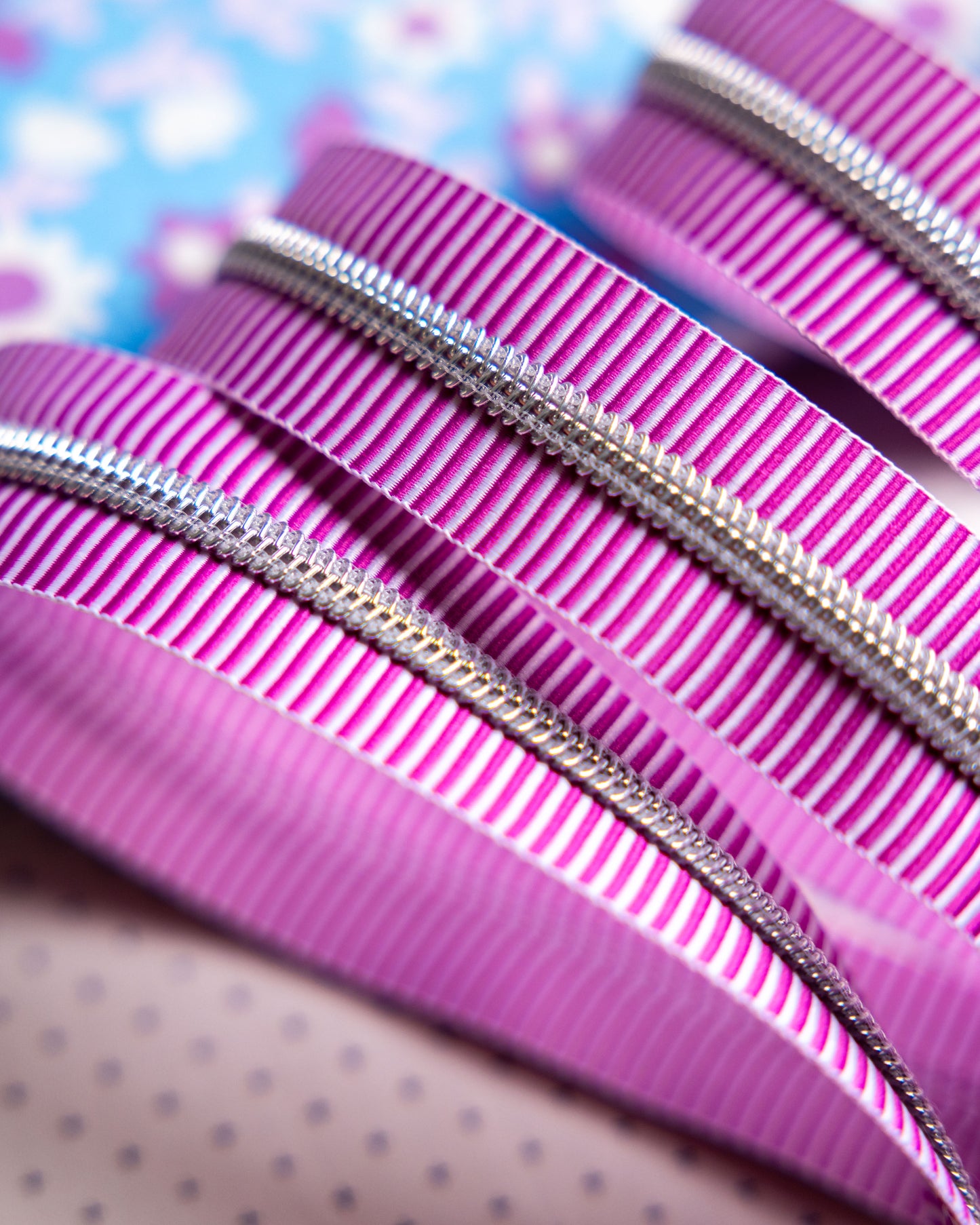 Sassafras Lane Purple Stripe Zipper Tape with Nickel Teeth