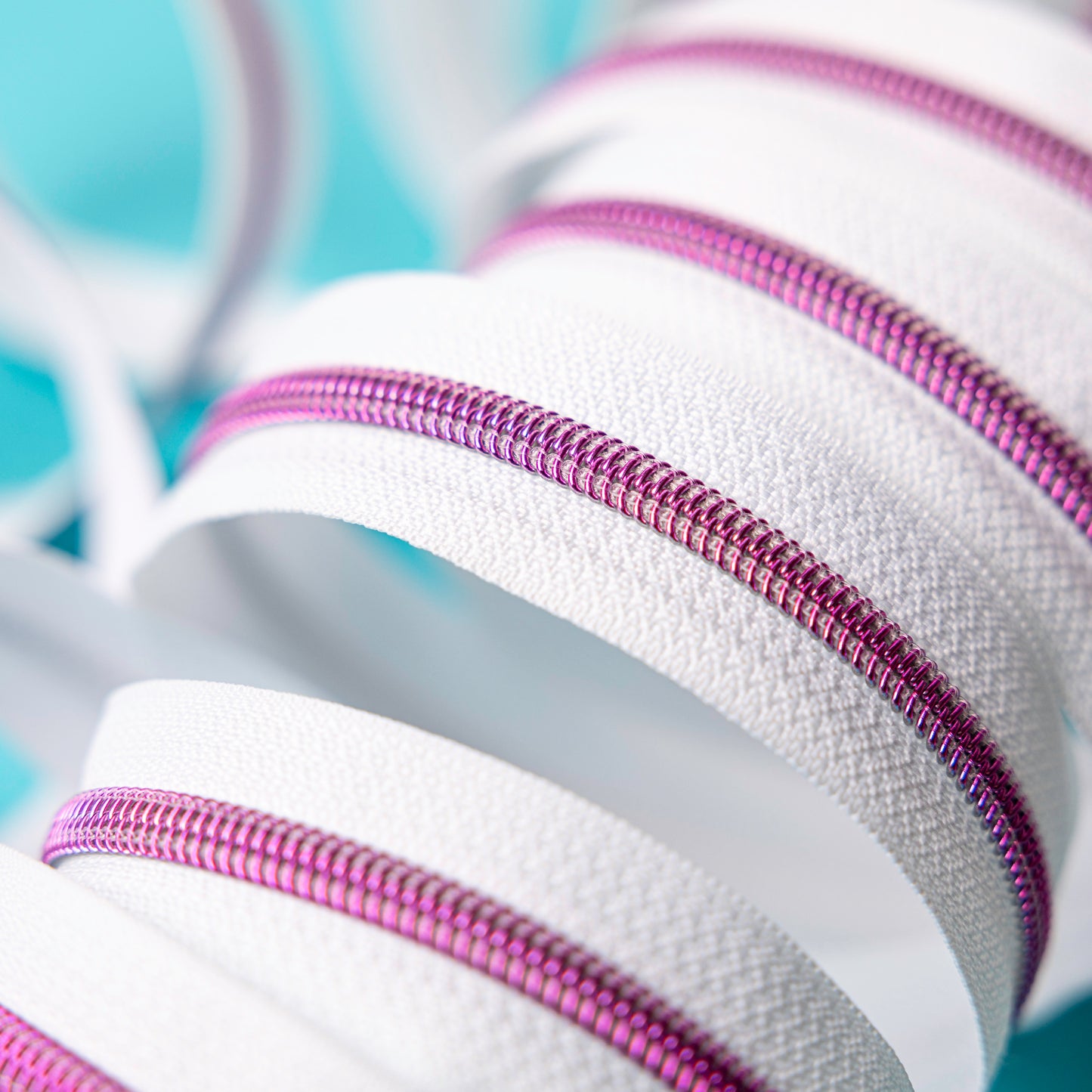 Sallie Tomato x Tula Pink White Zipper Tape with Pink Coil & Zippers